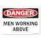 Signmission Safety Sign, OSHA Danger, 7" Height, Men Working Above, Landscape OS-DS-D-710-L-19433 - alternate 1